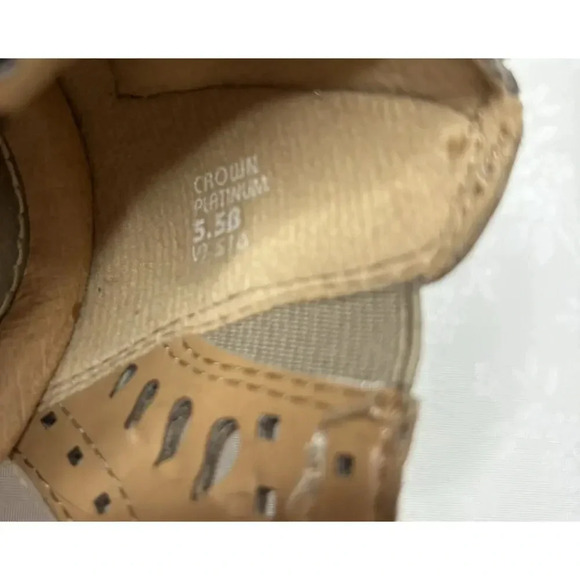 Earth Crown Platinum Wedge Bronze Leather Open Toe Sandal Back Zip Women 5.5 - Picture 8 of 8